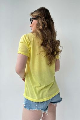 Basic T-shirt Sarı - Thumbnail