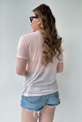 Basic T-shirt Pembe - Thumbnail