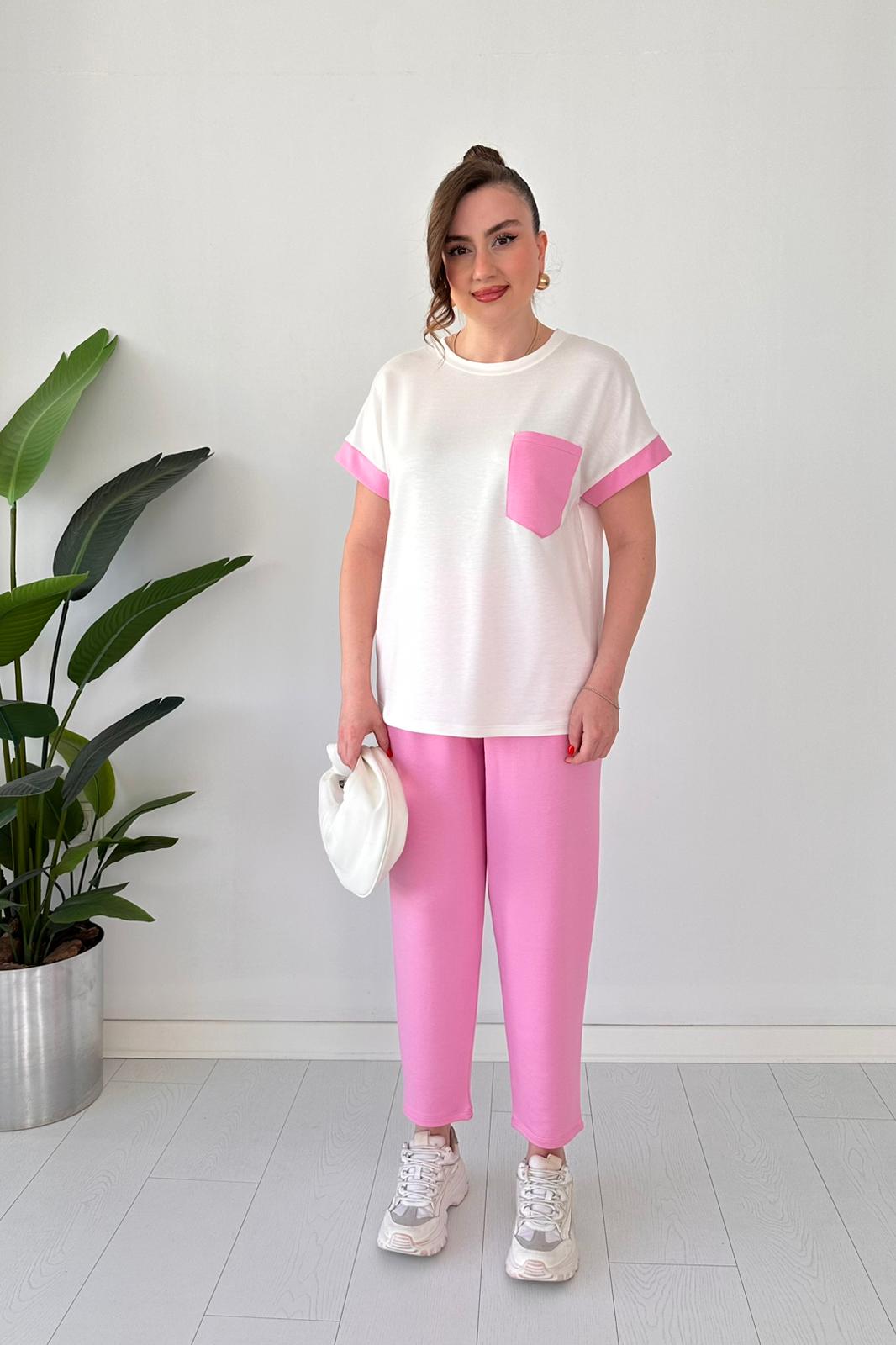 Cep Garnili İkili Takım Pembe - Thumbnail