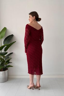 Dantel Elbise Bordo - Thumbnail