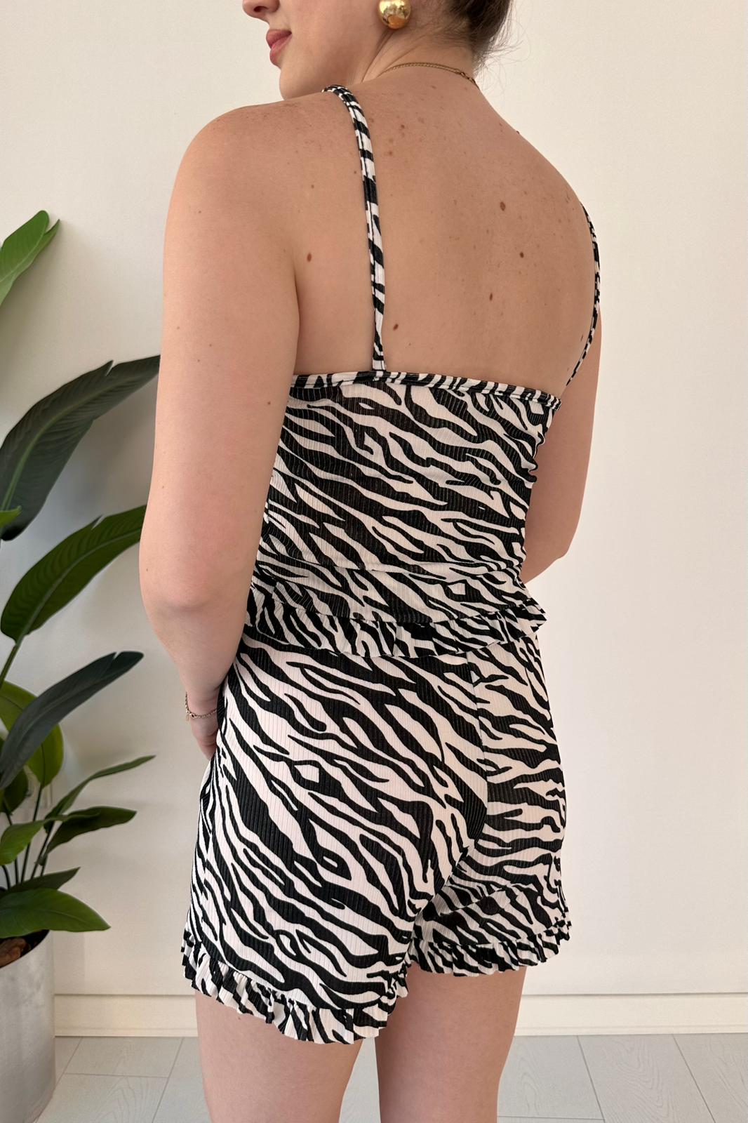 Desenli Pijama Takımı Zebra Siyah - Thumbnail