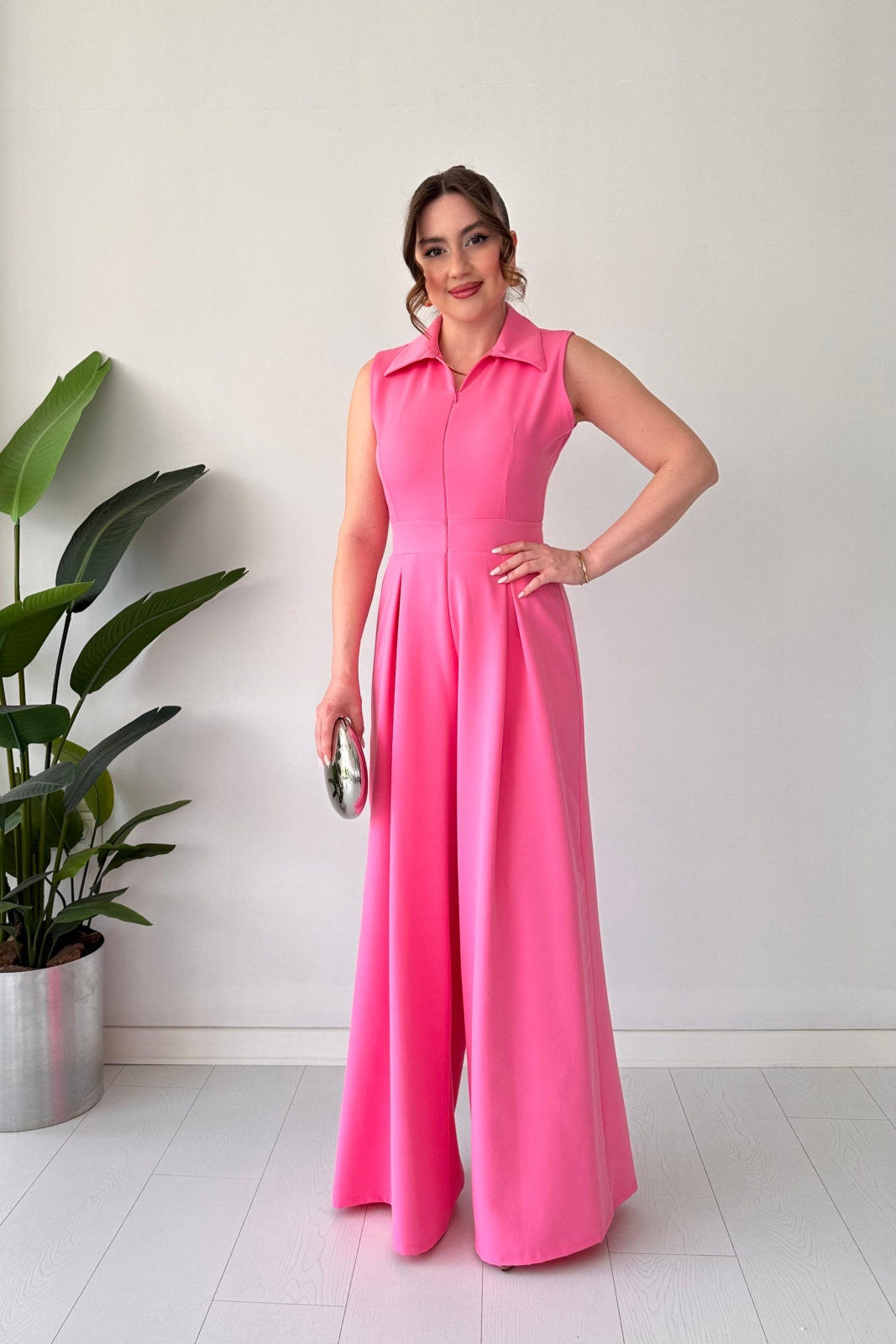 Fermuarlı Tulum Pembe - Thumbnail