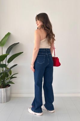 Kalp Nakışlı Denim Jean Lacivert - Thumbnail