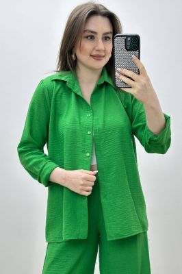Keten Bol Paça Takım Yeşil - Thumbnail