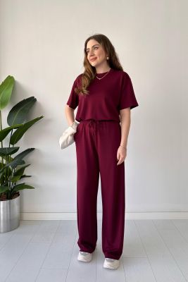 Kısa Kol Basic Takım Bordo - Thumbnail