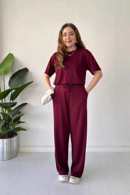 Kısa Kol Basic Takım Bordo - Thumbnail