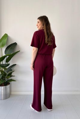 Kısa Kol Basic Takım Bordo - Thumbnail