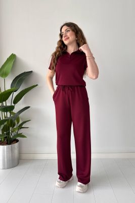 Polo Yaka Modal Takım Bordo - Thumbnail