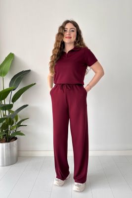 Polo Yaka Modal Takım Bordo - Thumbnail