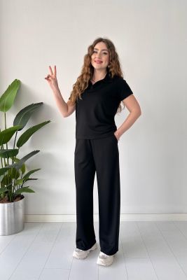 Polo Yaka Modal Takım Siyah - Thumbnail