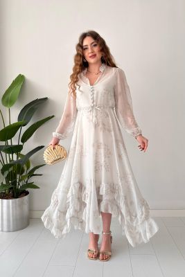 Rüya Şifon Elbise Gri - Thumbnail