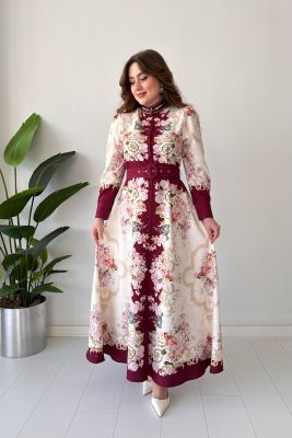 Tablo Tasarım Elbise Bordo - Thumbnail