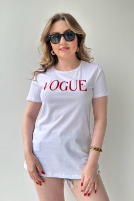 Vogue T-shirt Beyaz - Thumbnail