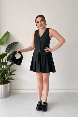 Yelek Model Kloş Elbise Antrasit - Thumbnail
